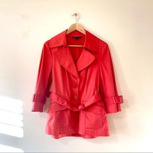 Lafayette 148 New York jacket bright red belted waist long sleeve 8